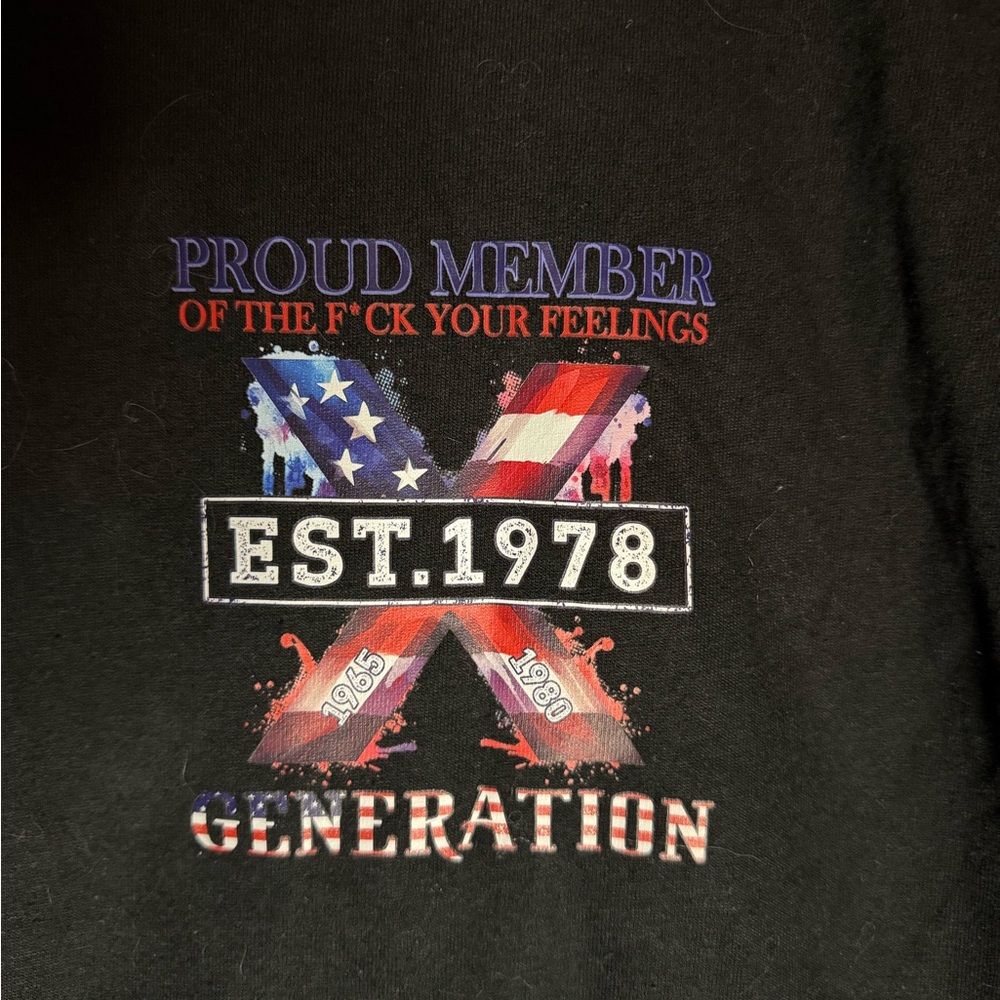 Black Graphic Tee with Patriotic Design